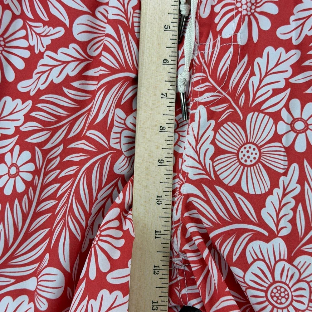 Fair Harbor Swim Trunks Men L The Anchor Red Floral BreezeKnit Liner EUC